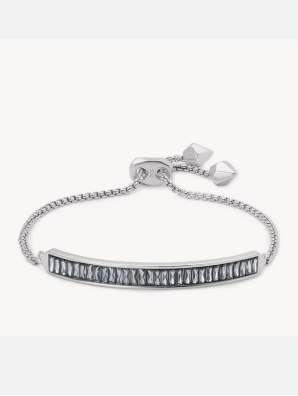 Kendra Scott Jack Rhodium Silver Clear Crystal Adjustable Chain Bracelet NWT New